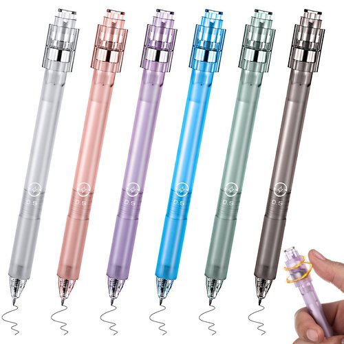 Crtiin 6 Pcs Fidget Spinner Pens for Adults Black Ink Gel Pens with Fidget Ball Stress Relief Anxiety Pen Spinning Pen for School Supplies Office Journaling (Hexagon,Multicolor)