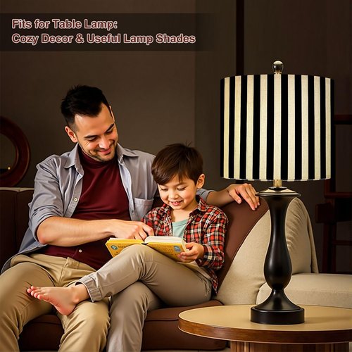 Lampshades Lamp Shades set of 2 Striped black white Lamp Shades for Table Lamps Floor Lamps Pendant Light Shade Drum Lampshades Boho Light Cover