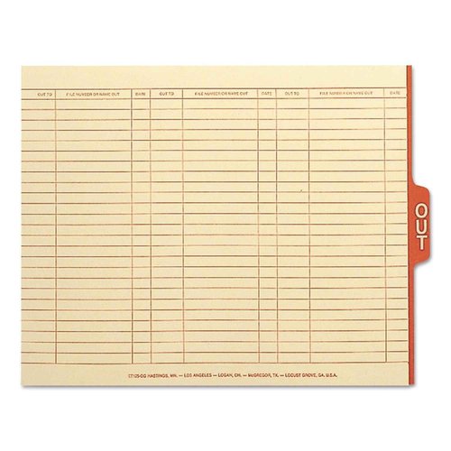 Smead End Tab Out Guides with Printed Form, 1/5-Cut Tab Center Position, Letter Size, Manila, 100 per Box (61910)