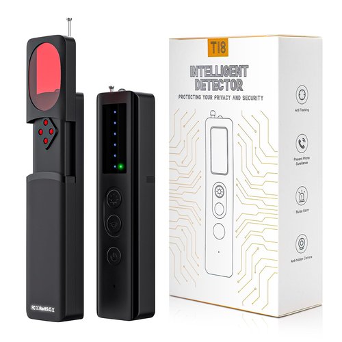 Hidden Camera Detectors, High Accuracy Camera Detector with Strong Anti-interference Ability,Spy Camera Finder, GPS Tracker Detector, Bug Detector, 25H Work, for Travel, Smoke Detector, Black,1 Pack