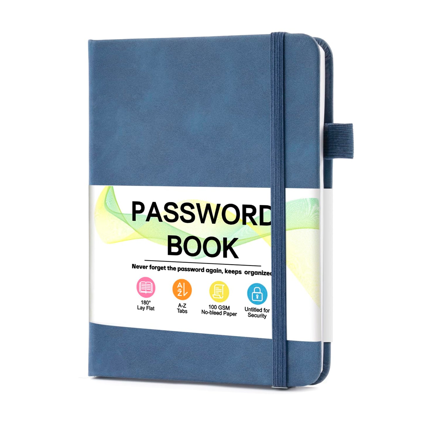 MOSA BEAR Password Keeper Book with Alphabetical Tabs，4.3"x5.7" Small Password Books for Seniors Password Notebook for Internet Website Address Log in Detail（Dark Blue）