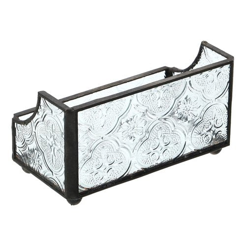 PATIKIL Business Card Holder for Desk, Mosaic Glass Business Card Holders Name Card Stand Organizer Cards Display for Office Exhibition, Clear