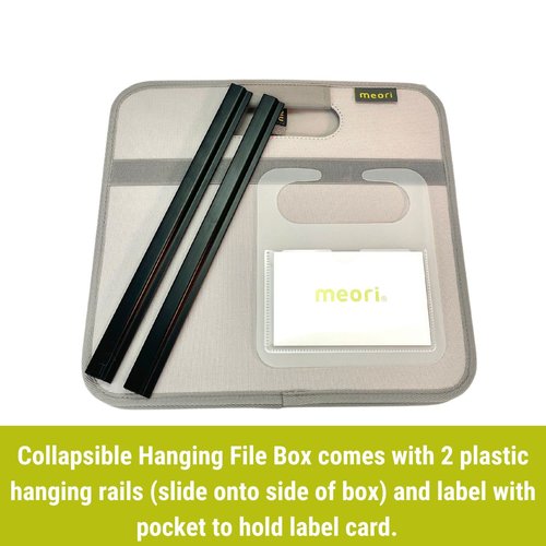 meori Foldable Storage File Box w/Hanging Rails Rewritable Label Fabric …