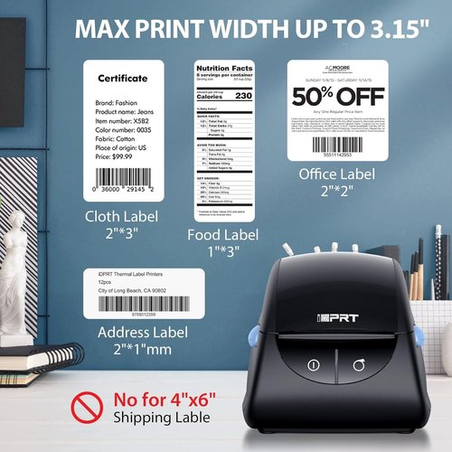 iDPRT Thermal Label Printer SP310 - Auto Label Detection, 1"-3.15" Print Width, Windows & Mac Compatible