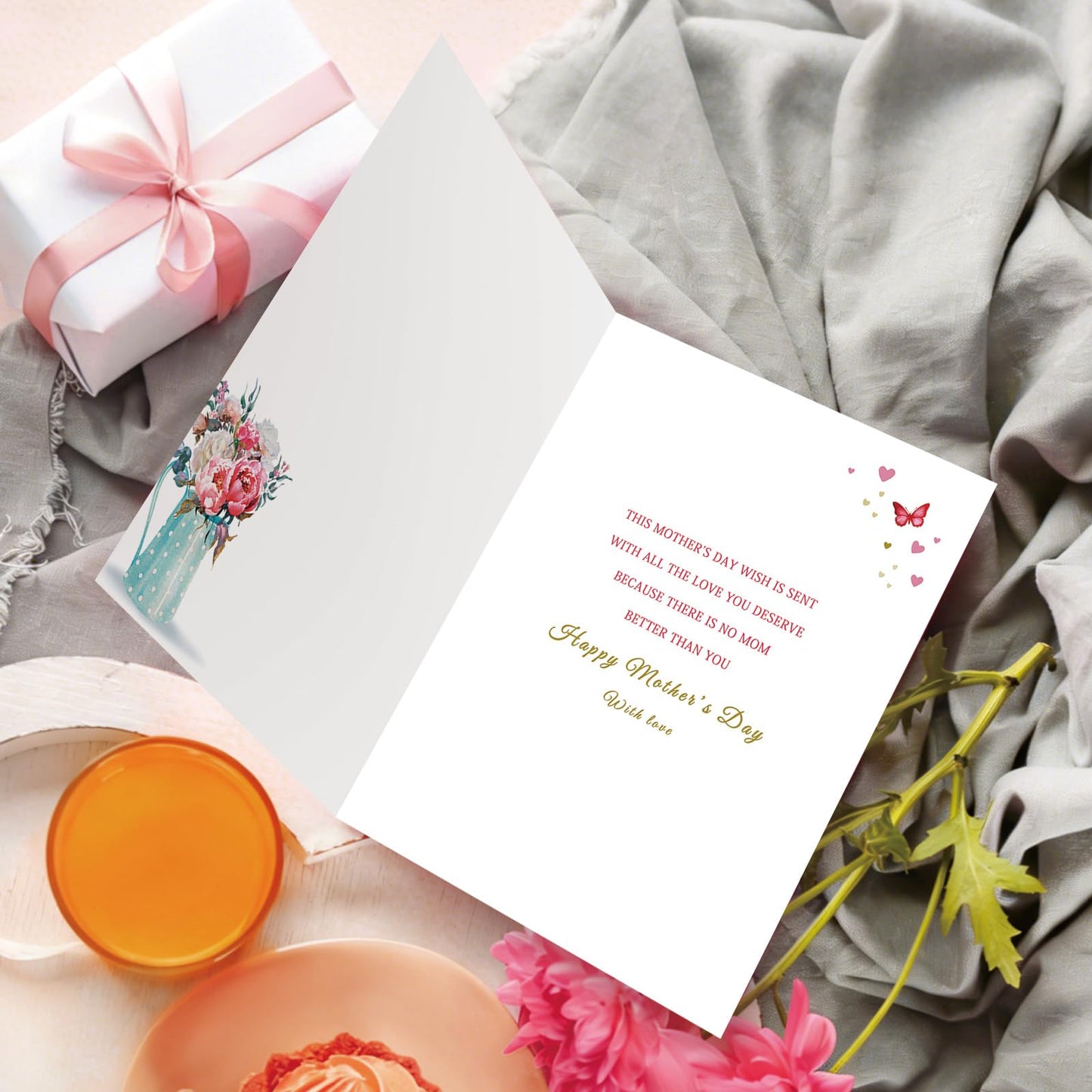 Soupklop Sentimental Mother's Day Card for Mom, Happy Mother's Day Mom Card, Beautiful Floral Mothers Day Gift for Mom from Daughter or Son