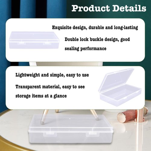 ZSDRTYU Pencil Box, 6 Pack Craft Boxes Small Storage Containers Plastic Boxes With Lid, Clear File Small Plastic Containers For Board Game, Craft, Document, Magazine, 7.6 X 4.1 X 1.57 In