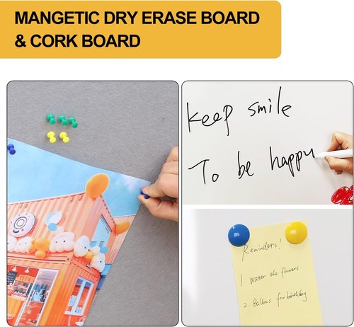 DEVELOP Grey Felt Bulletin & Magnetic Dry Erase Board - 24 x 18 Inch Wall Mounted Combo with Accessories