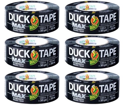 Duck Brand Max Strength Duct Tape, Black, 1.88 Inch x 35 Yards, 240867 (Pack of 6)