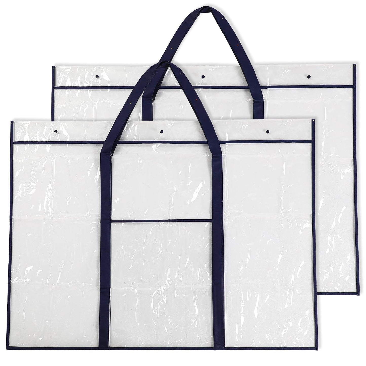 Windyun 2 Pack Large Poster Storage Bag 48" x 36" Bulletin Board Holder Art Portfolio Case PVC Art Portfolio Container Storage Box with Pocket for Classroom Teacher Organization(Blue)