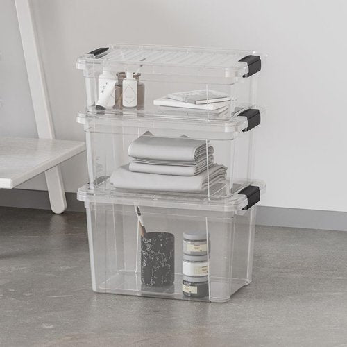 Superio Clear Plastic Storage Bin with Lid,Non-Toxic, BPA Free, Odor Free, Organizer Storage Box, Stackable Plastic Tote for Home, Garage, School, and Office (11 Quart, 3 Pack)