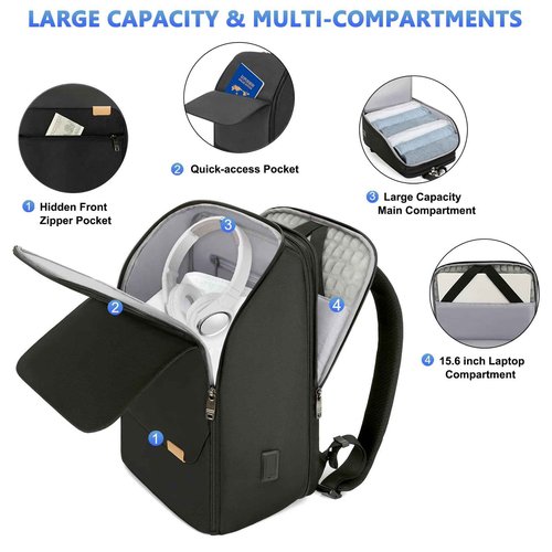 G-FAVOR Business Backpack for Men, Laptop Backpack with USB Charging Port for 15.6 inch Laptop, Water-resistant Expandable Travel Backpack