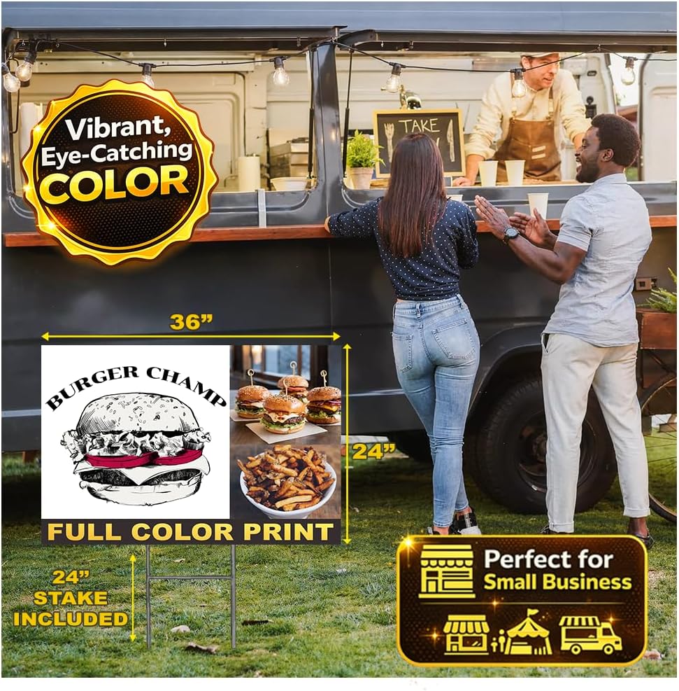 Skiennix Custom Yard Signs - Personalized Full Color Outdoor Signs with Stakes | Various Sizes Available
