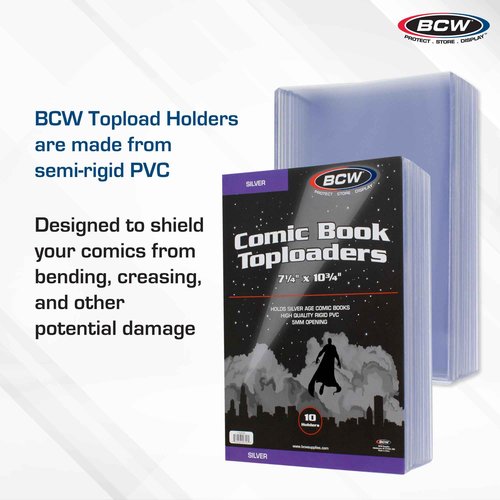 BCW Silver Age Comic Book Toploaders (20 Pack) | Rigid, Clear PVC Protection for Comics, Photos & Prints | Hard Top-Loading Case