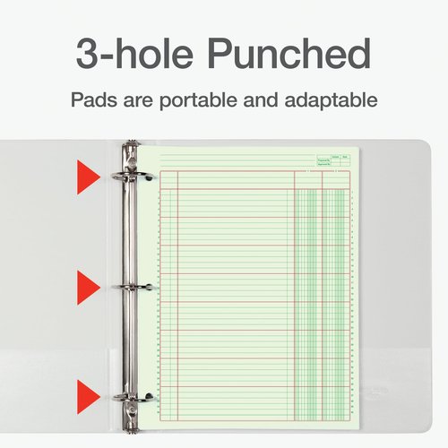 Adams Columnar Analysis Pad, 2 Column Ledger, 8.5" x 11", 100 Pages (50 Sheets), Green, 3 Hole Punch, for Accounting, Bookkeeping & Data (ACP85112)