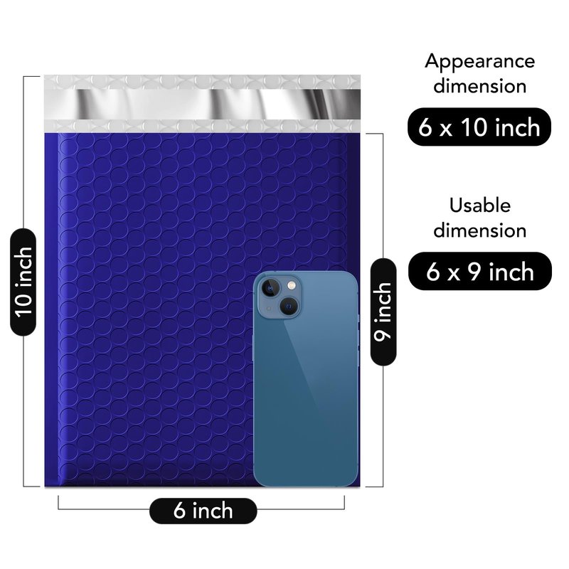 Fuxury 500 Pack Royal Blue Bubble Mailers 6x10 Inch, Small Bubble Shipping Envelopes#0 Thick Bubble Padded Mailer Strong Adhesion Padded Envelopes for Mailing Jewelry,Makeup