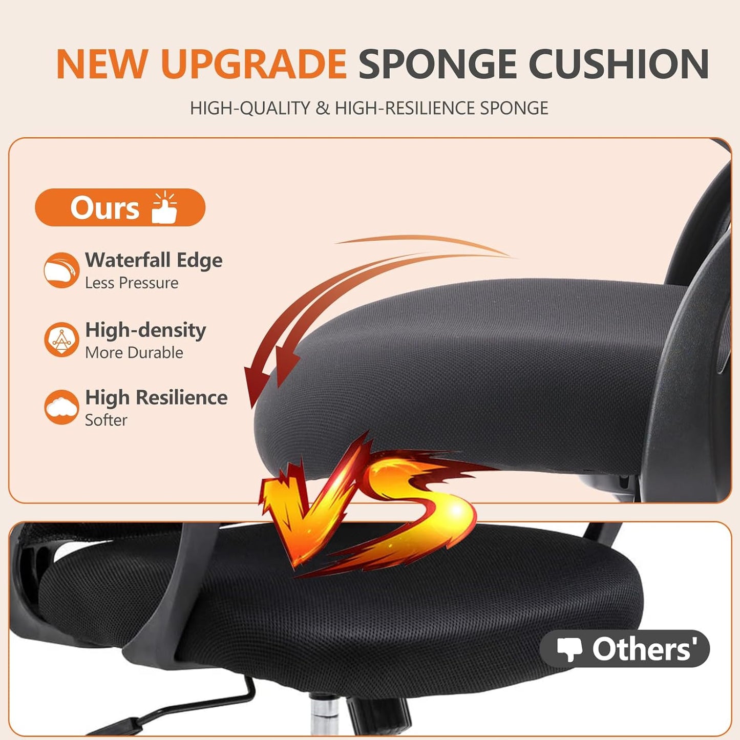 Sweetcrispy Ergonomic Drafting Desk Chair - Adjustable Height with Comfy Lumbar Support | Black