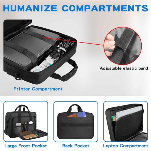 HarvMax Portable Mobile Printer Storage Bag, Laptop Briefcase, Premium Laptop Case, Holds Up to 17.3-inch Laptop for Travel, Business, Men, Women