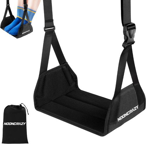 **Airplane Foot Hammock - Portable Foot Rest with Adjustable Strap & Thick Foam for Travel Comfort**