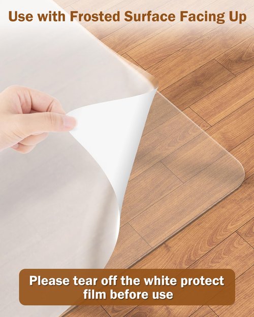 Blvornl Frosted Clear Chair Mat for Hardwood Floor, 32.3"*53" Hard Material Office Chair Mat, Memory Plastic Computer Chair Pad for Rolling Chairs, Desk Floor Rug for Office and Home