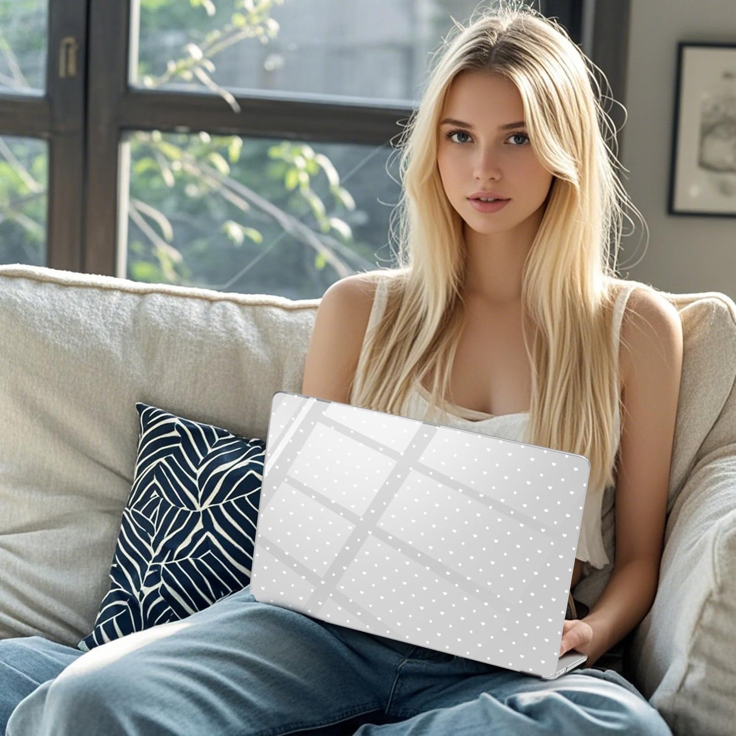 BlHMCASE Compatible with MacBook Air 13.6 inch Case M5 M4 M3 M2 2026-2022 A3449 A3240 A3113 A2681 Release, Cute Polka Dot Heart Protective Hard Shell Clear Cover for MacBook Air 13