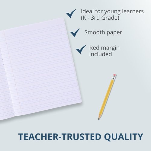 Roaring Spring Composition Book - Grade 3 Ruled, 50 Sheets, 9-3/4 x 7-3/4 Inches, Red