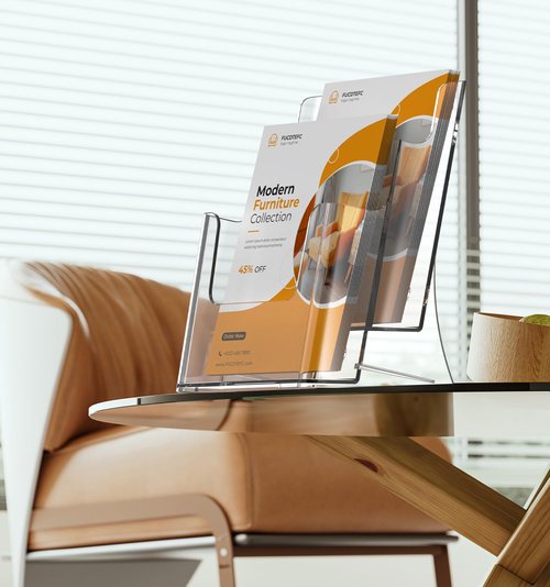 FUCDTEFC Acrylic Brochure Holder 8.5x11 & 4 x9 Inches, Clear 2 Tier Literature Magazine Stand Brochure Display Stand w Removable Divider Universal, Pamphlet Flyer Holder for Wall Mount or Countertop