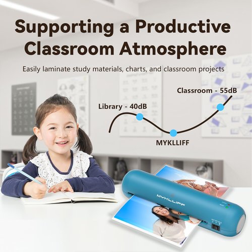 Laminator Machine 9-Inch Portable Thermal Laminater with Hot & Cold Modes, A4 Small Laminating Machine with ABS Jam-Release, 3-Min Warm-Up, 6-in-1 Photo Laminator Kit for Office & Classroom Blue-Gray