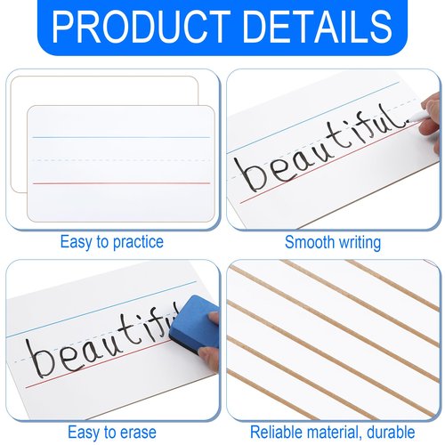 Colarr 24 Sets Mini White Boards 6"x 9" Dry Erase Boards Classroom Pack Includes Two Sided Small Whiteboards Markers, Lapboards Erasers for Teachers Students School