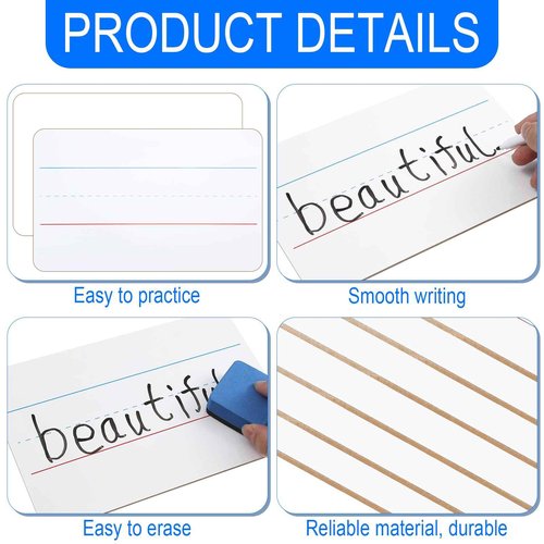 Colarr 36 Sets Mini White Boards 6"x 9" Dry Erase Boards Classroom Pack Includes Two Sided Small Whiteboards Markers, Lapboards Erasers for Teachers Students School