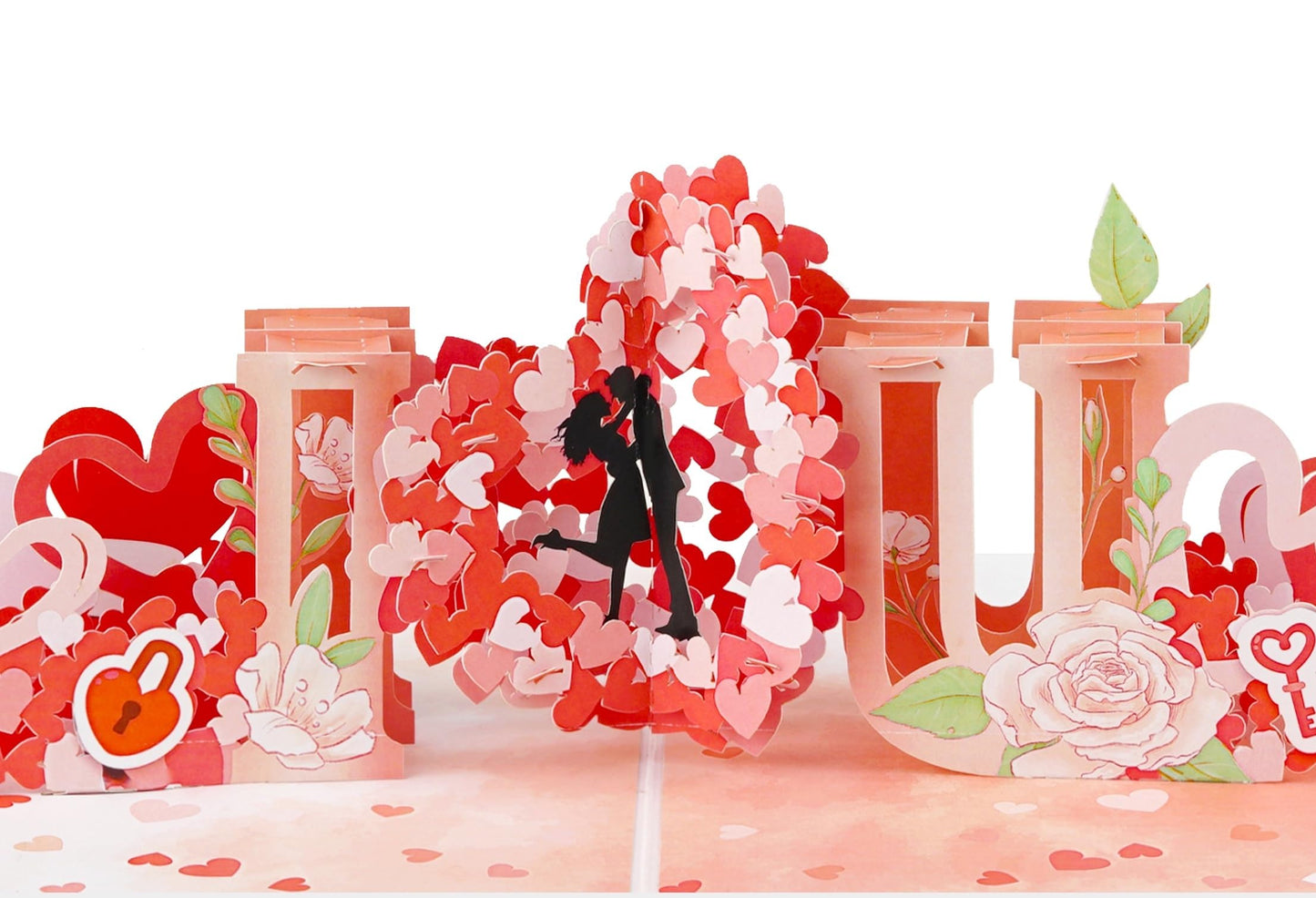 PQ Bees Pop Up Anniversary Cards, Valentines Day Cards, 6x8in Wedding Anniversary Card, 3D Romantic Gift for Her, Him, Husband, Wife, Couple, Birthday Card (Heart U)