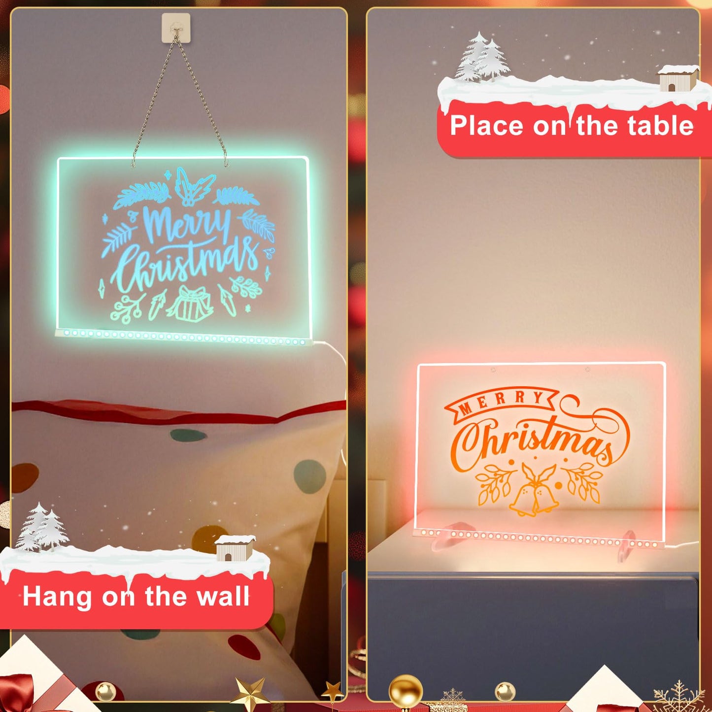 Lumiboard Led Drawing Board with 8 Colors, 13"x10" Acrylic Message Boards with 13 Light Effects, Glow Doodle Board Gifts for Kids for Easter Halloween Christmas Birthday Gifts Presents