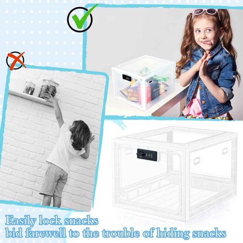 Juexica 2 Pcs Large Medicine Box for Safe Medication, Clear Lockable Storage Box for Medication Refrigerator Fridge/snacks Food for Home Dorms Office Storage Lockers