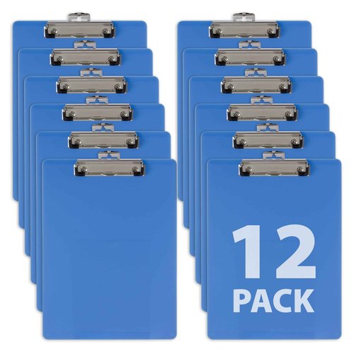 Officemate Plastic Clipboard, Letter Size, Arctic Blue (83048) (Pack of 12)
