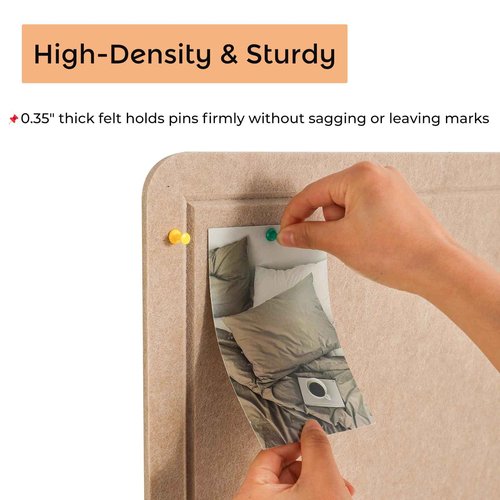 Foldable 72x 48 Inches Large Bulletin Board for Wall, Decorative Picture Display Felt Board with Self-Adhesive Tape for School, Home, Kitchen & Office Walls, Includes 30 Pins, Oatmeal