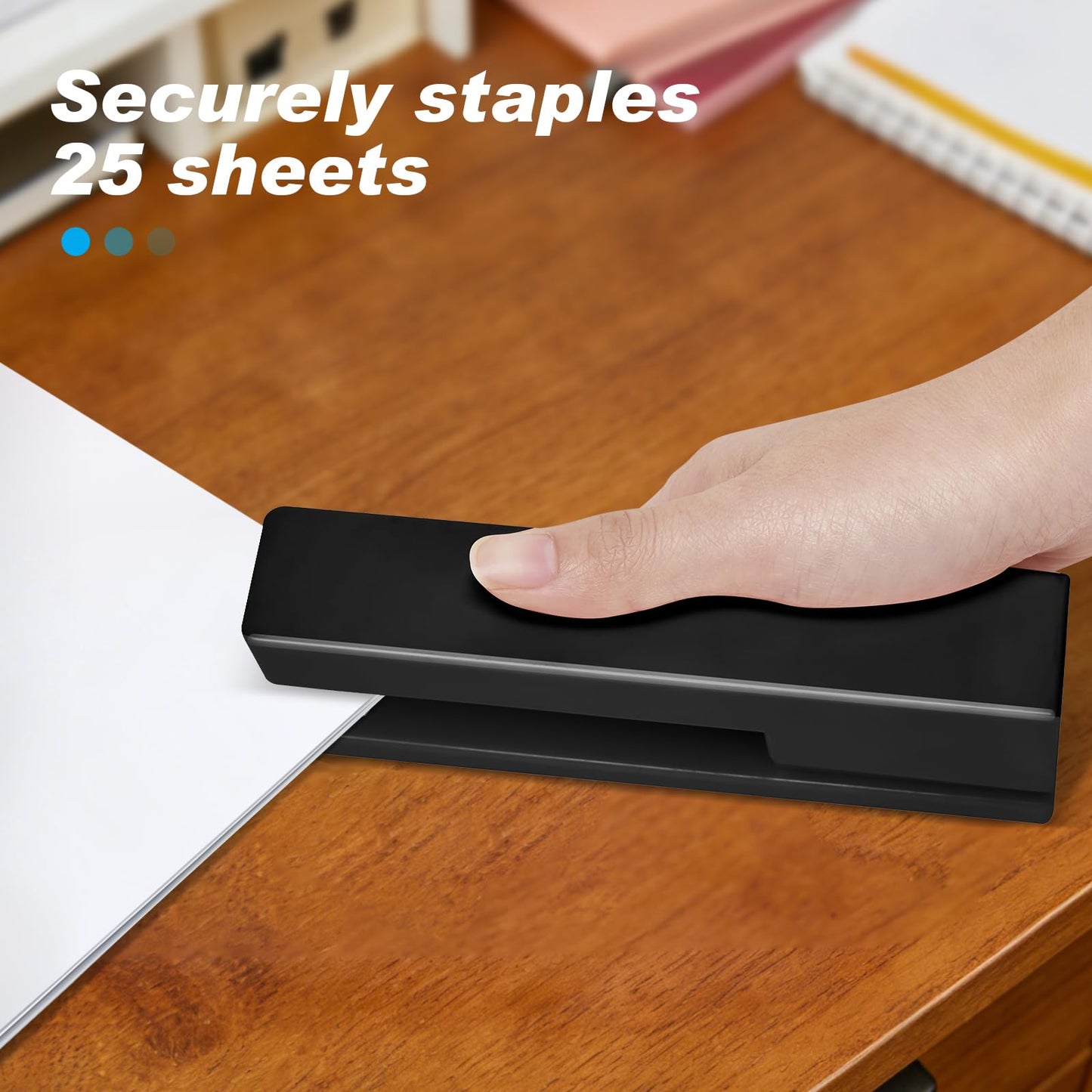 Office Desktop Stapler - 25 Sheet Capacity with 830 Staples and Staple Remover,Staplers for Desk,Non-Slip for School, Home, Black