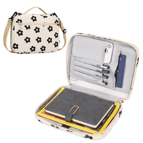 FADOVYE Bible Case for Women, Bible Covers Bible Carrying Book Case for Women Girls with Detachable Shoulder Strap and Durable Handle, Bible Gift Bible Protective Bag with Multi-Pockets, Floral