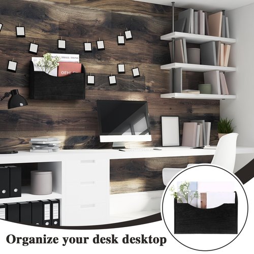 Suzile Wall Mounted File Holder Wood Magazine Holder Wall Hanging File Organizer for Office Mail Magazine Letter Paper Folder Organization(White)