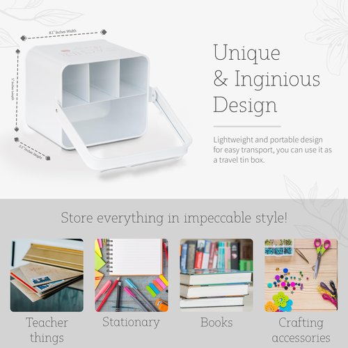 Lola Creates Teacher Things Supply Organizer Box - Art Bin Caddy Storage Container - Art Supply Organizer for Teachers - Pencil Organizer - Desk Marker Organizer