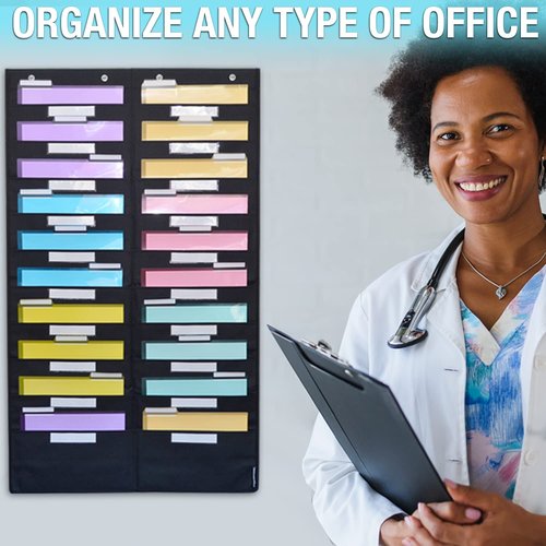 Ultimate Office WalMaster Heavy Duty 20-Pocket Chart Filing System for Classroom and Office, Wall File Organizer PLUS 36 PocketFiles, Mounting Hardware and Spring-Loaded Door Hooks