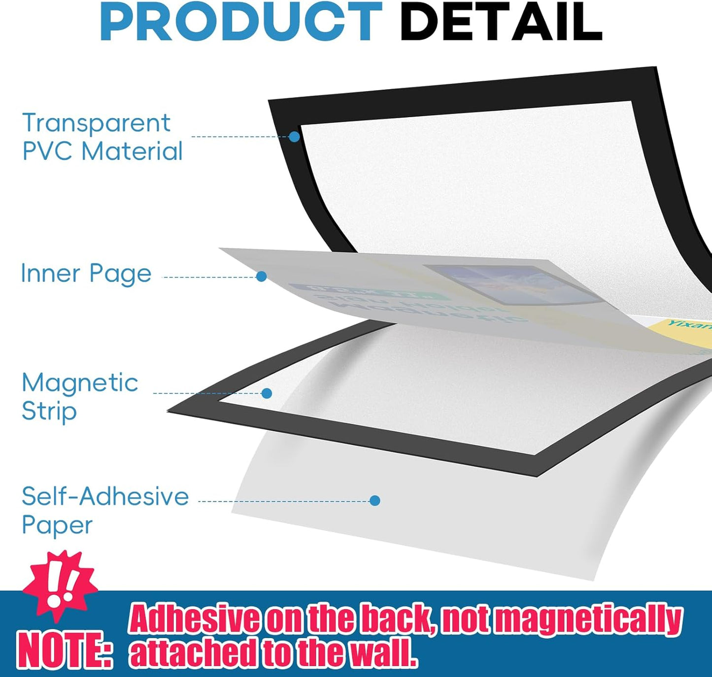 YixangDD Magnetic Sign Holder - 5 Pack Self-Adhesive 8.5 x 11 Document Holders for Office & Store Display