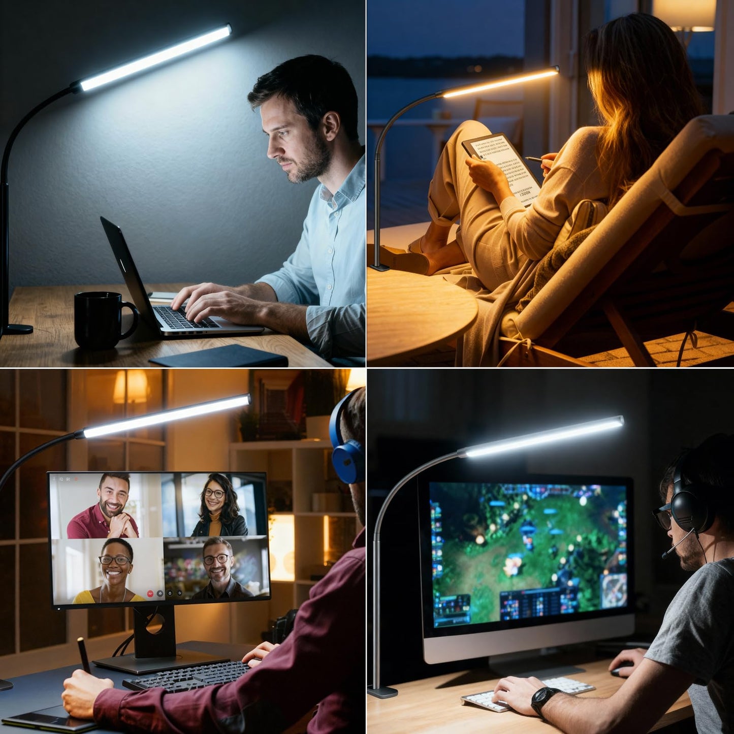 Akynite LED Desk Lamp with Clamp Clip on Reading Light Dimmable USB Small Clamp Lamp with 3 Color Modes 10 Brightness, Adjustable Flexible Gooseneck Workbench Light for Bed Headboard, Nail, Computer