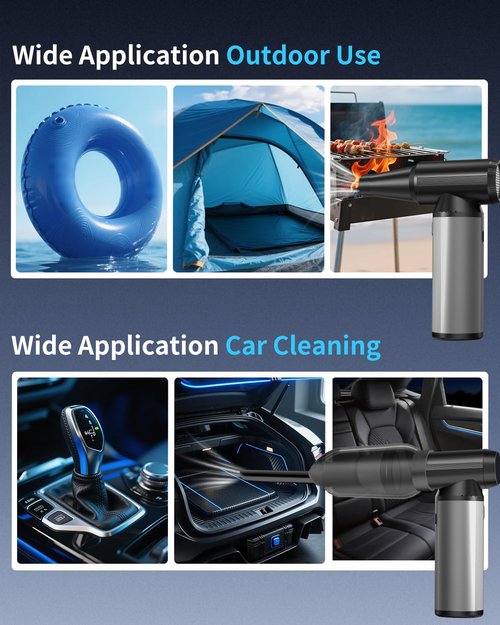 BOBYE Electric Compressed Air Duster & Keyboard Cleaner, 2-in-1 Blower & Vacuum with 180W Brushless Motor, 6000mAh Battery, 3-Gear Adjustable for Computers, Cars, Furniture, and Outdoor Cleaning