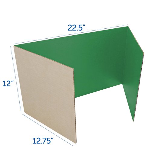 Flipside Products 12 Pack Green Study Carrel, 12”x48” Privacy Boards, Student Privacy and Focus Booth for The Classroom, Desk Divider Cubby for Tests, Made in USA