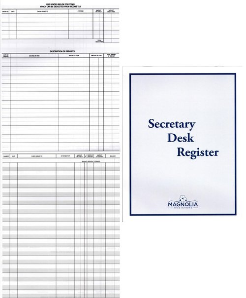 Pack of 5 Premium Check Registers for Deskbook Checks, Secretary Desk Register, Size: 6 3/8 x 8 1/4