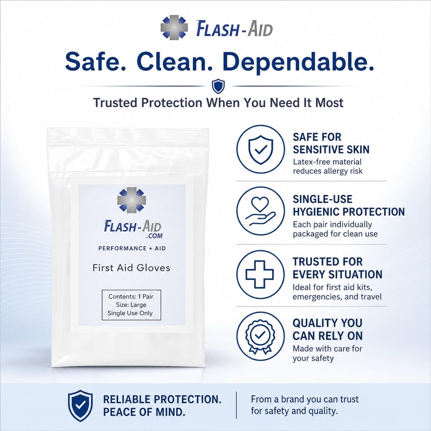 First Aid Gloves for Emergency Kits and Travel, Individually Packaged Gloves, Disposable, Latex-Free, 20 Pairs