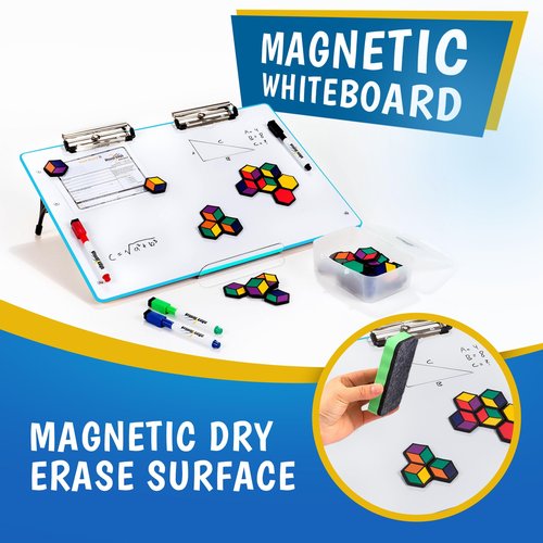 Visual Edge Slant Board for Writing - Adjustable Magnetic Whiteboard & 22° Angle Ergonomic Desk for Reading, Writing, & Drawing for Students, Teachers – Ideal for Posture, Study, & Orientation – Blue