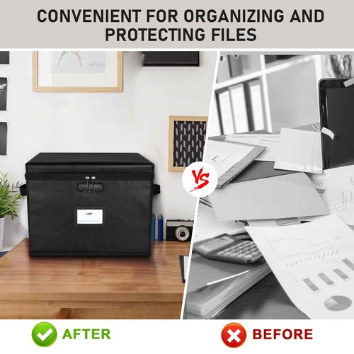 File Box Fireproof Document Box with Lock, Document Safe File Storage Organizer Boxes for Next of Kin Estate Planing Organizer End of Life Planner (Box, Black)