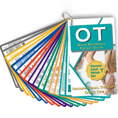 Occupational Therapy Reference Pocket Guide - Must Have OT Resource 32 Pages Quick Tips for OT Student, Occupational Therapy Gifts Therapist Gift for Women Pocket Sized 3"×5" General Adult Rehab Set