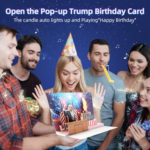 BTEBTAI Birthday Card, Talking Donald President Greeting Cards with Real Voice Message & Light for Men and Women, Parents, Couples