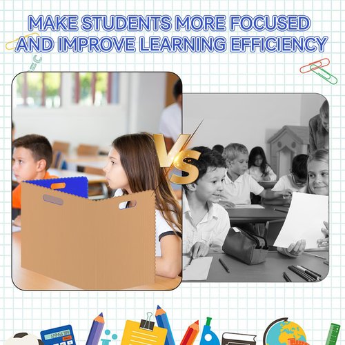 12 Pcs Privacy Folders for Students Blue Desk Dividers Classroom Test Dividers Privacy Boards for Student Desks Privacy Panel Partitions Trifold Desk Dividers for School